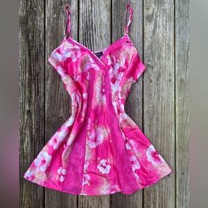 Thalia Sodi Bright Pink/Fuchsia, Green & Cream Lace Floral XXL Slip Nightgown